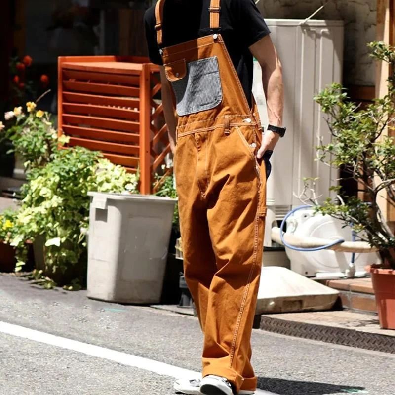 Mono cargo vintage casual con múltiples bolsillos para hombre