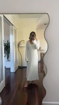 Vestido midi de punto con mangas, otoño 2023