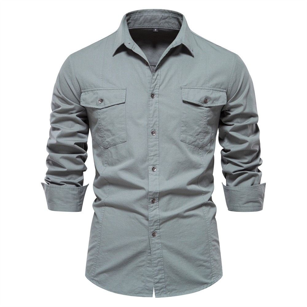 Camisa cargo de algodón de manga larga