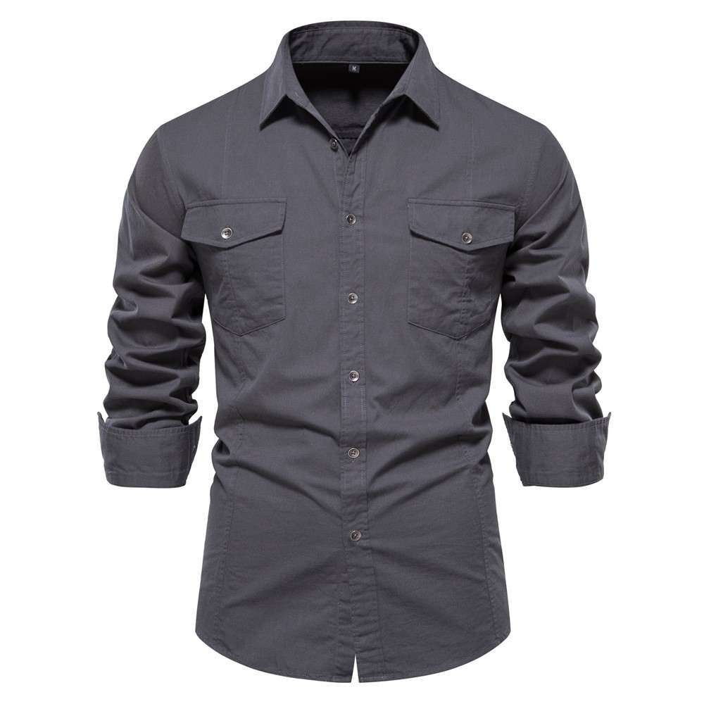 Camisa cargo de algodón de manga larga