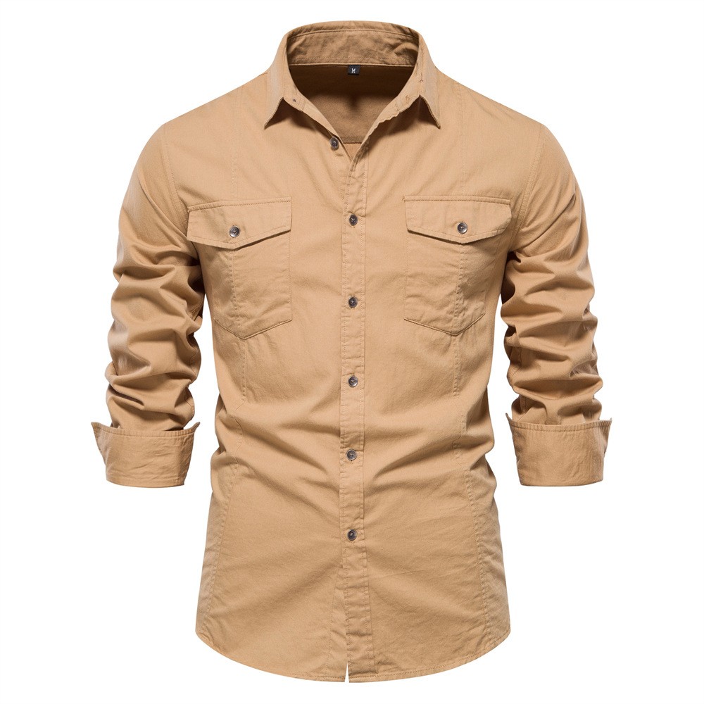 Camisa cargo de algodón de manga larga