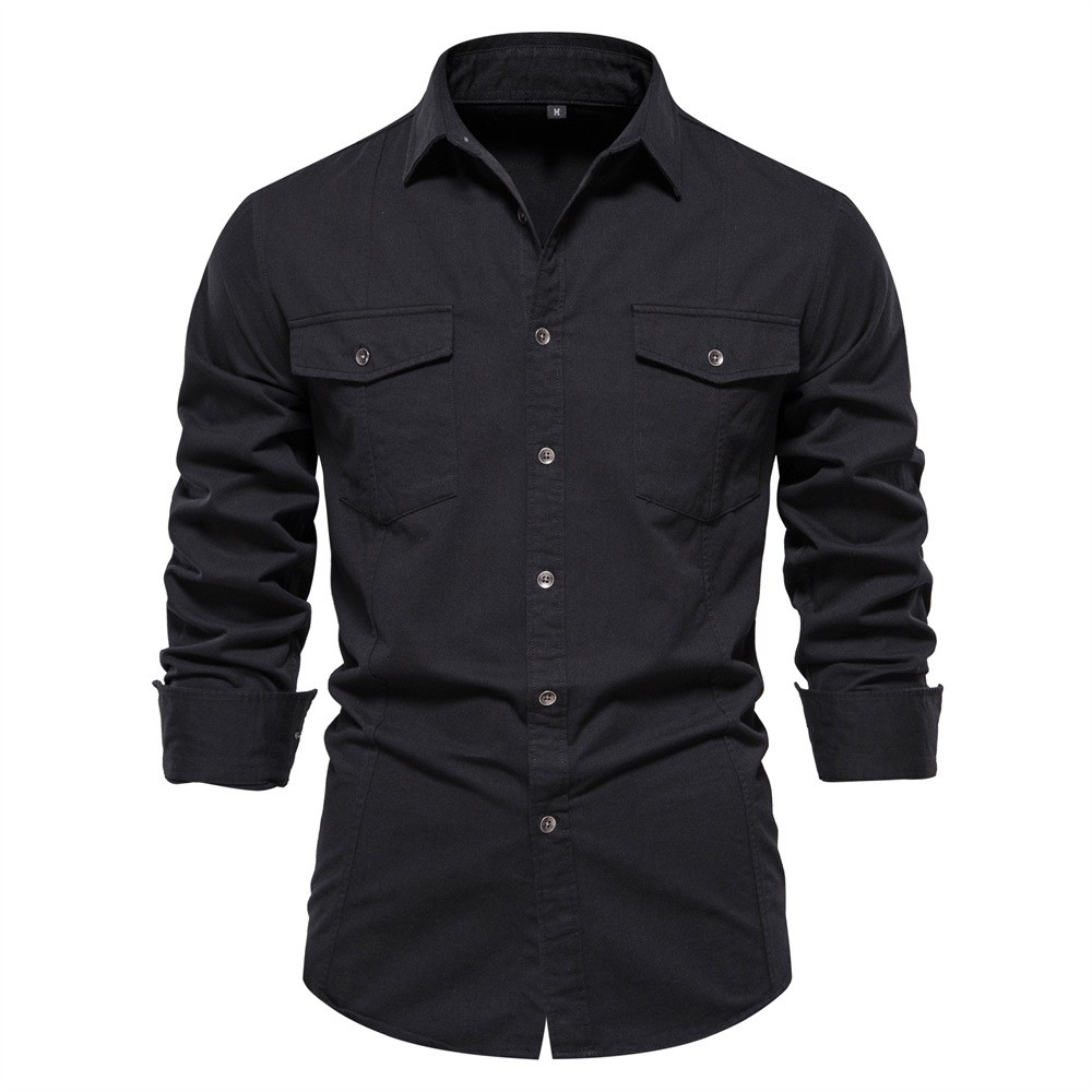 Camisa cargo de algodón de manga larga