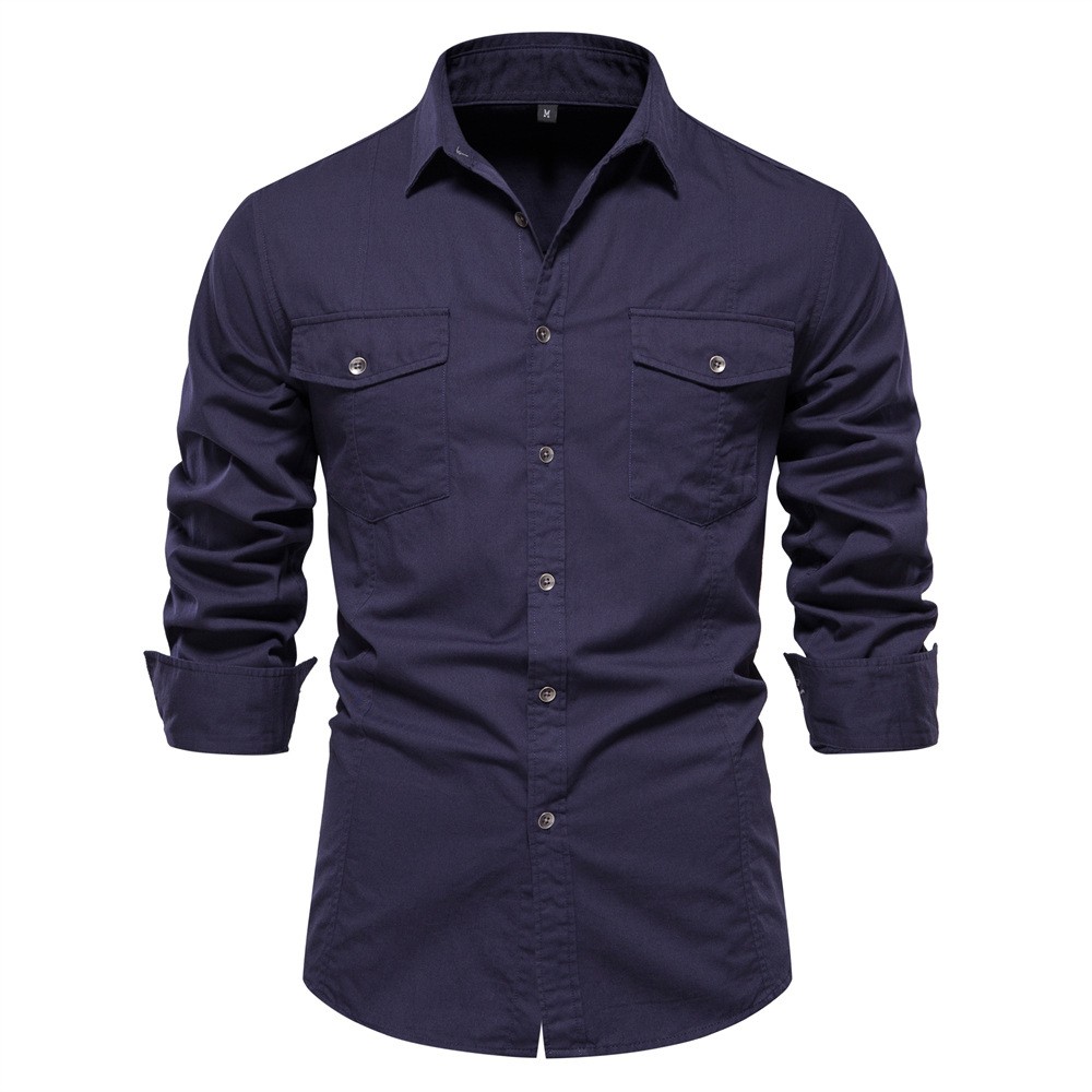 Camisa cargo de algodón de manga larga
