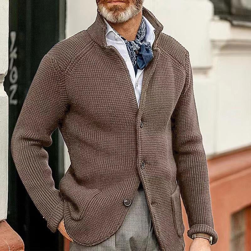 Blazer informal de punto con cuello alto para hombre