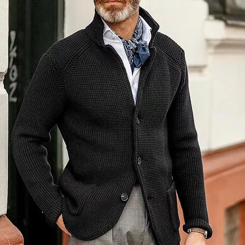 Blazer informal de punto con cuello alto para hombre