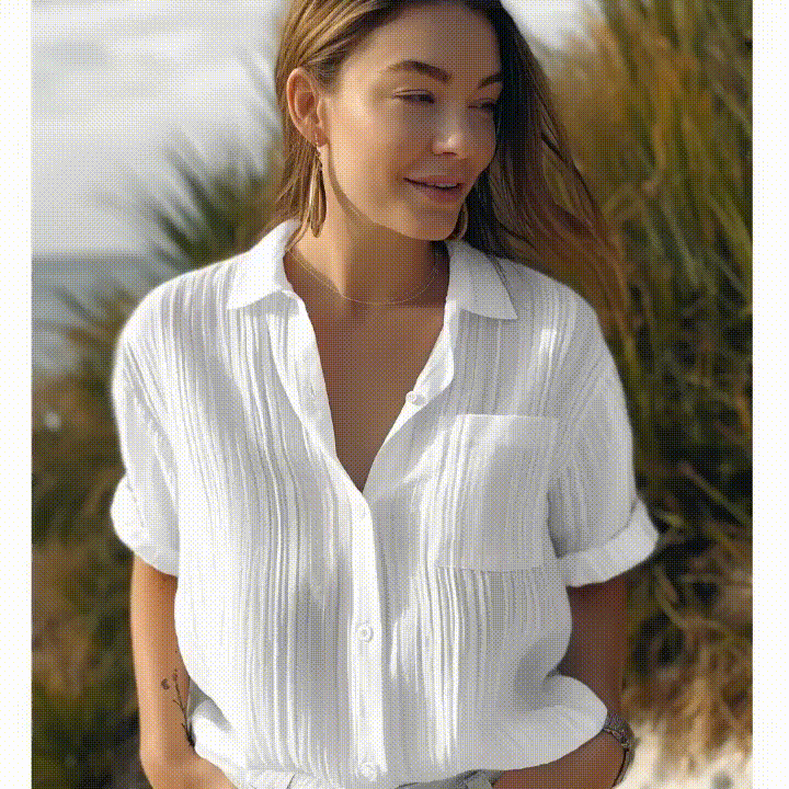 Blusa informal holgada con cuello camisero y botones (Compra 2 y envío gratis)