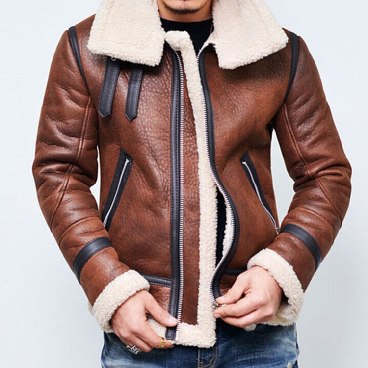 FrostGuard: Chaqueta de cuero con cuello alto y forro de piel