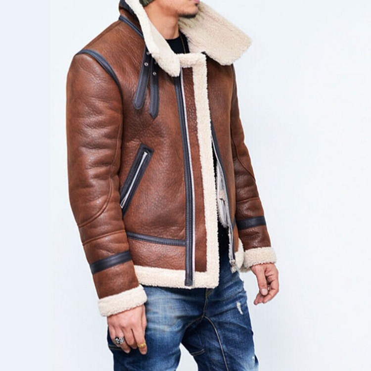 FrostGuard: Chaqueta de cuero con cuello alto y forro de piel