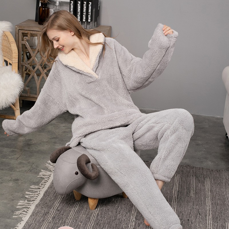 CosyMatch: Pijama de franela para parejas - Engrosado para mayor comodidad en casa