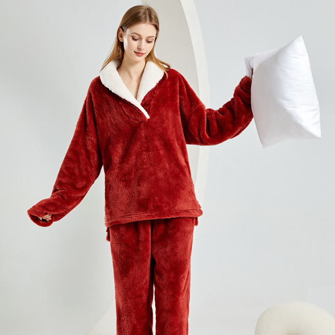 CosyMatch: Pijama de franela para parejas - Engrosado para mayor comodidad en casa