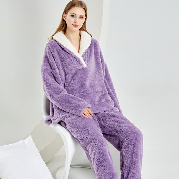 CosyMatch: Pijama de franela para parejas - Engrosado para mayor comodidad en casa