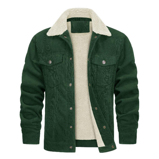 Chaqueta de pana de manga larga con solapa y felpa
