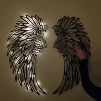 Último día 49% de descuento - 1 par de alas de ángel de metal para pared con luces LED - Regalo para ella