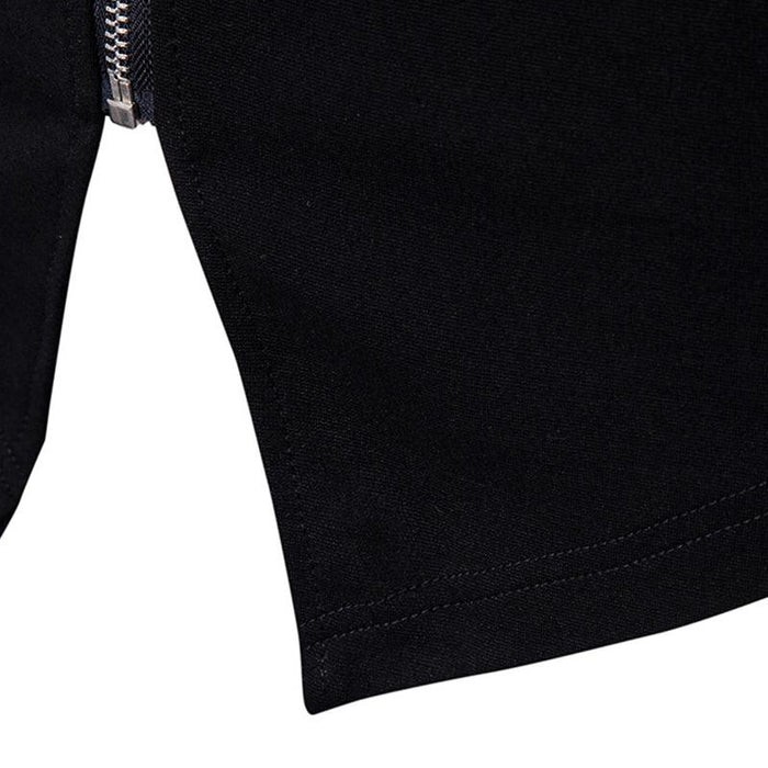 Chaqueta informal de cuero de punto fino con cuello alto para hombre