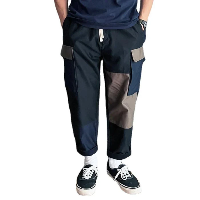Pantalones cargo casuales, ligeros, holgados, con bolsillos de parche, para hombre