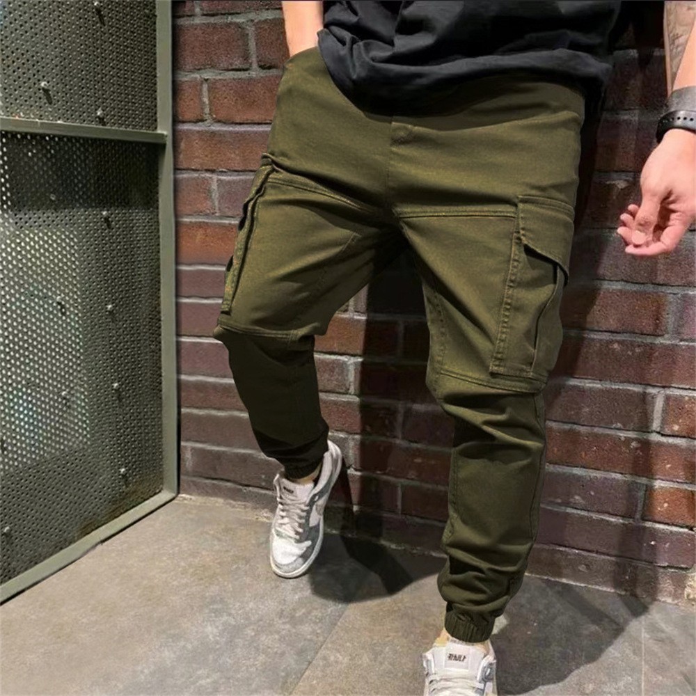 Pantalones deportivos cargo informales con bolsillos para hombre