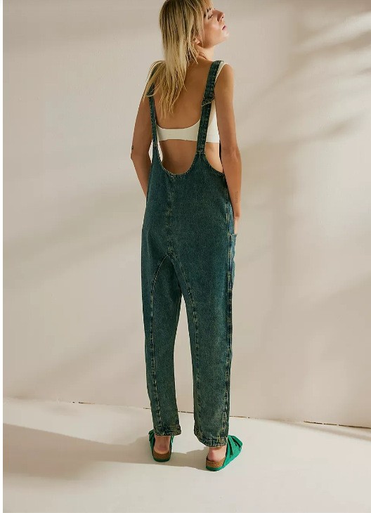 Pantalones casuales con tirantes para mujer en colores lisos