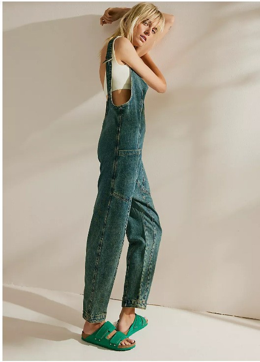 Pantalones casuales con tirantes para mujer en colores lisos