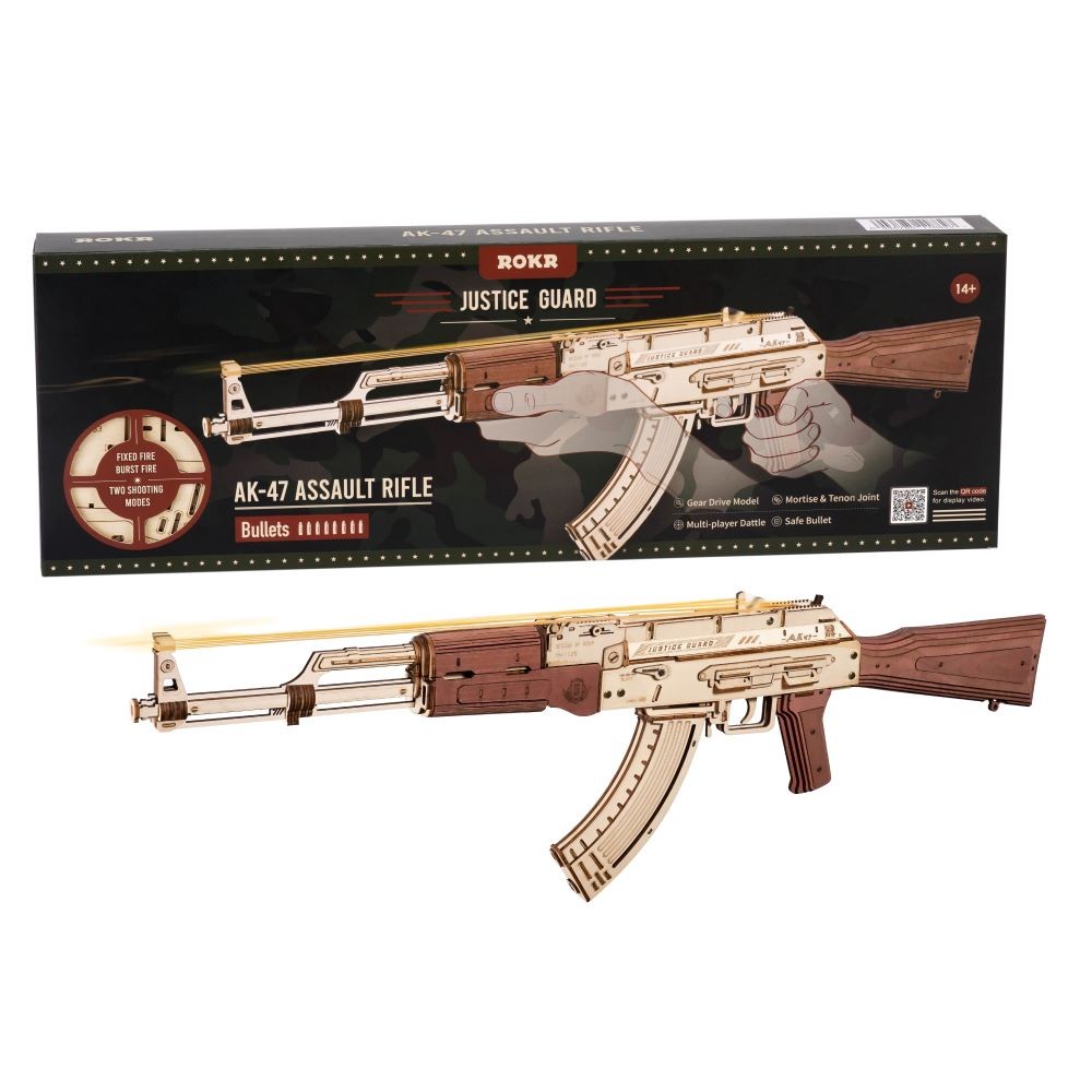 Pistola de juguete de madera AK-47 para armar tú mismo para niños y adultos