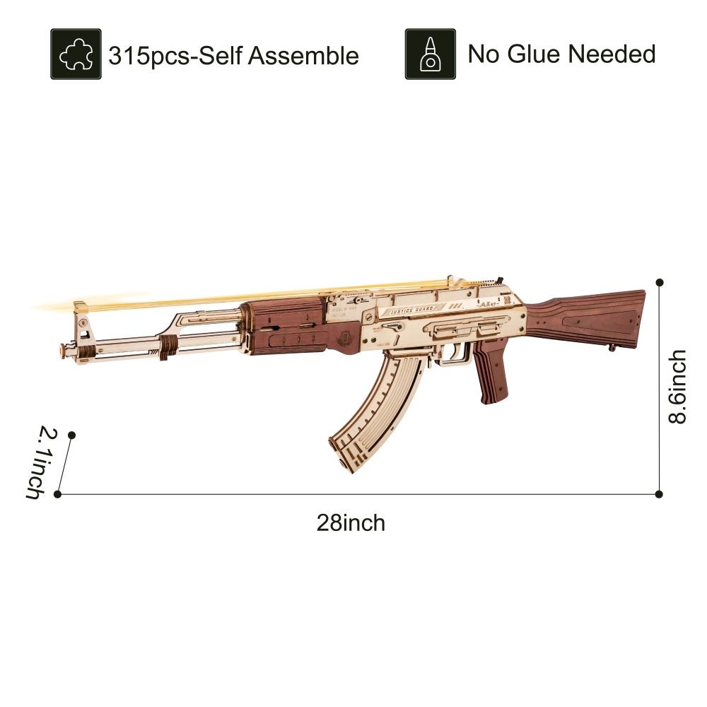 Pistola de juguete de madera AK-47 para armar tú mismo para niños y adultos