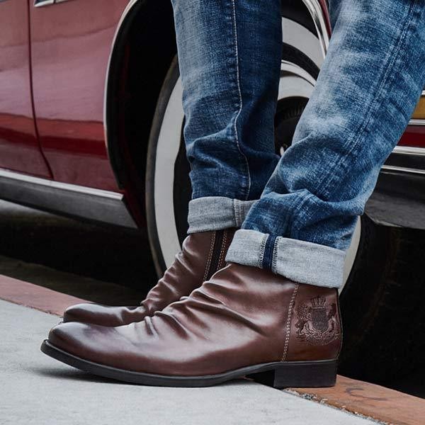 Botas de cuero estilo jinete vintage para hombre