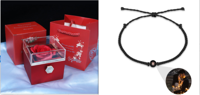 Nueva vitrina giratoria para joyas de San Valentín con rosa eterna