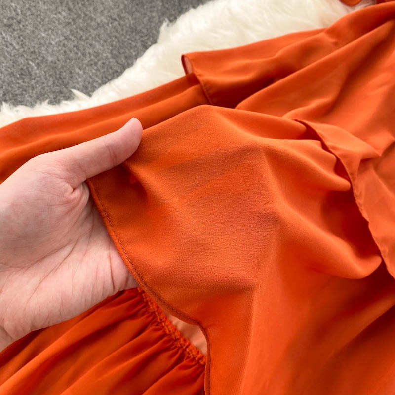 Vestido sexy de cuello acampanado con espalda descubierta