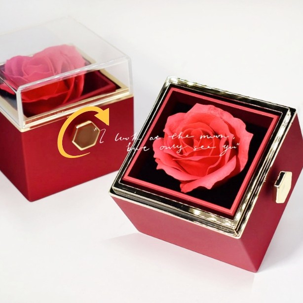 Encantadora caja de regalo con rosas de jabón giratorias: una presentación de joyería única para el Día de San Valentín para ella