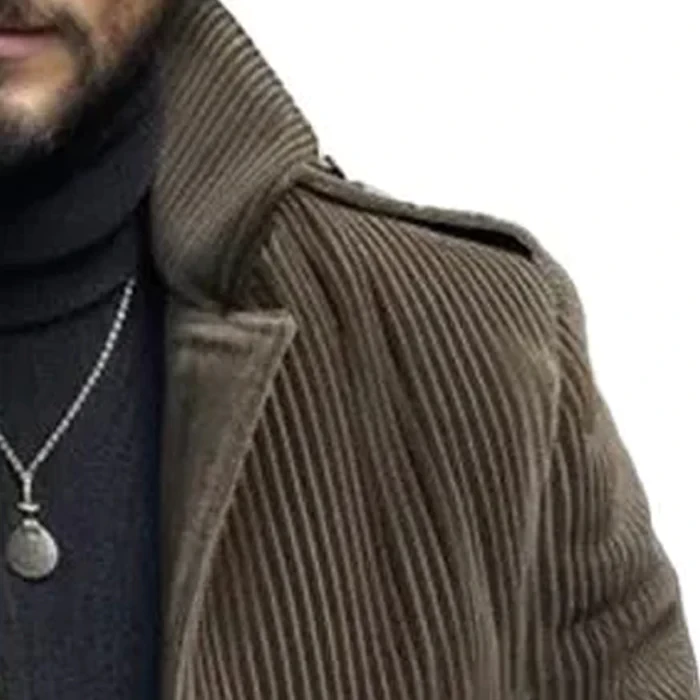 Blazer vintage de pana con cuello alto y botonadura sencilla para hombre