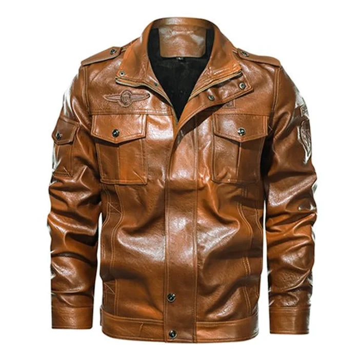 Chaqueta de cuero casual para hombre