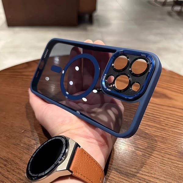 Funda de lujo para iPhone con lente metálica magnética a prueba de golpes