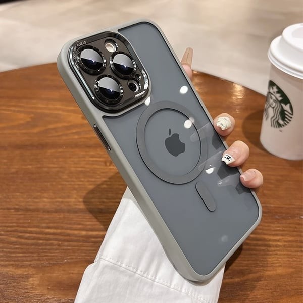Funda de lujo para iPhone con lente metálica magnética a prueba de golpes