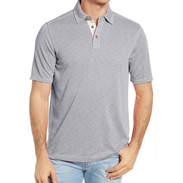 Polo informal de algodón para hombre con solapa en contraste - Manga corta