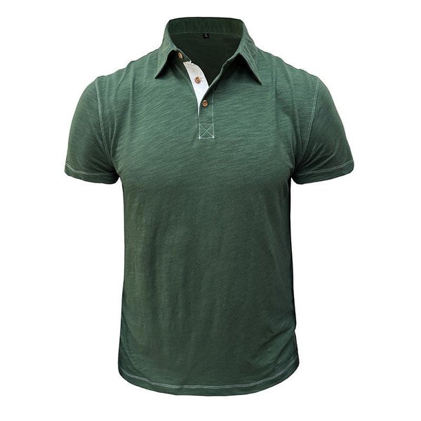Polo informal de algodón para hombre con solapa en contraste - Manga corta