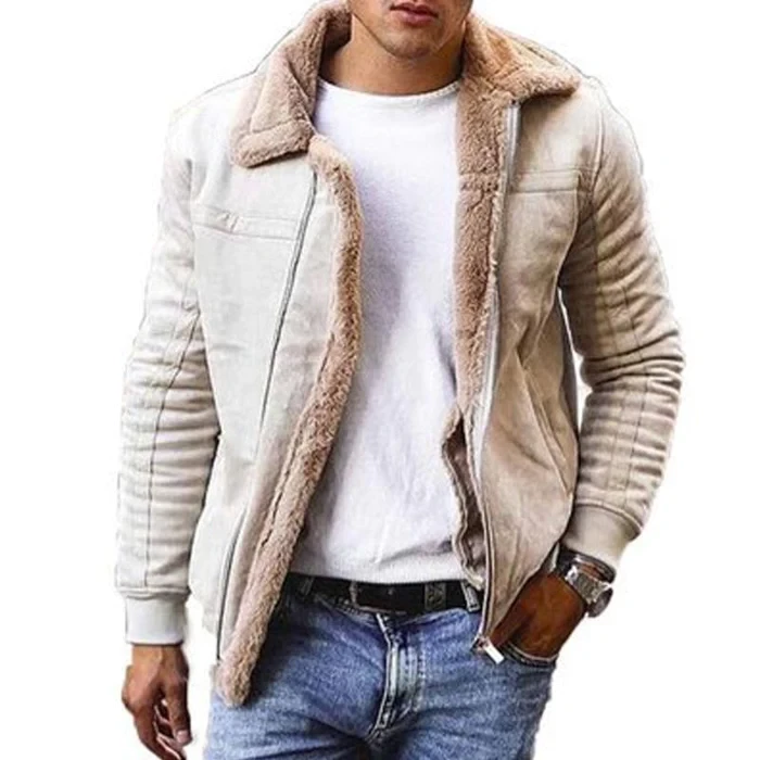 Chaqueta polar de manga larga con solapa para hombre