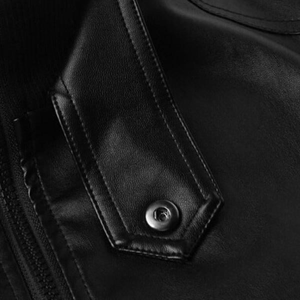 Chaqueta de cuero vintage con cuello alto para hombre