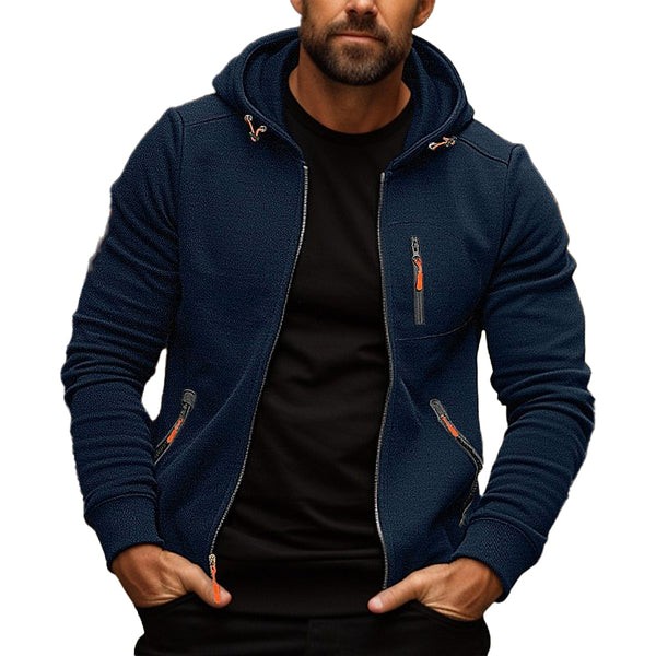 Sudadera deportiva con cremallera para hombre: corte holgado y múltiples bolsillos para uso deportivo e informal.