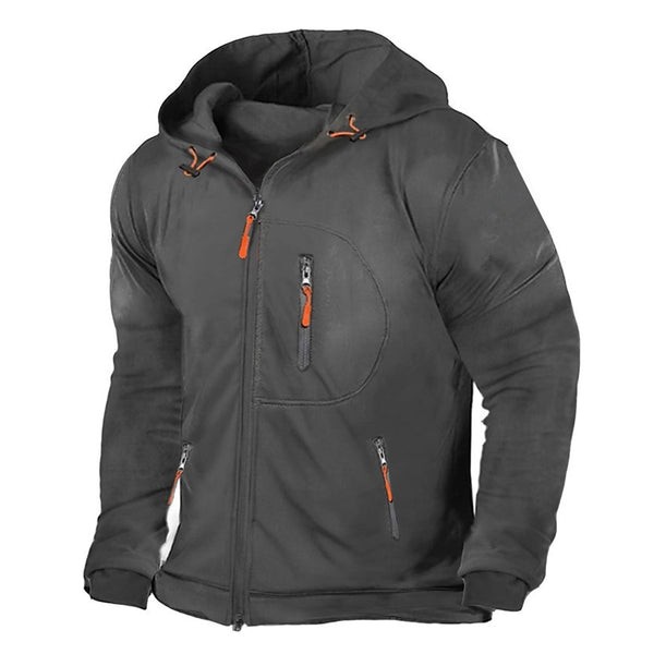 Sudadera deportiva con cremallera para hombre: corte holgado y múltiples bolsillos para uso deportivo e informal.