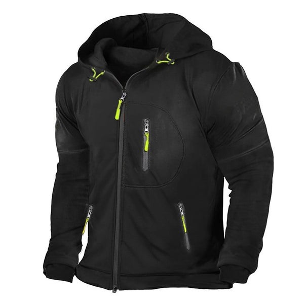 Sudadera deportiva con cremallera para hombre: corte holgado y múltiples bolsillos para uso deportivo e informal.
