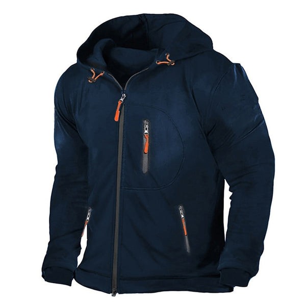Sudadera deportiva con cremallera para hombre: corte holgado y múltiples bolsillos para uso deportivo e informal.