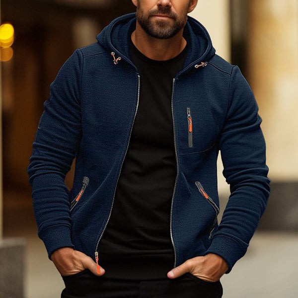 Sudadera deportiva con cremallera para hombre: corte holgado y múltiples bolsillos para uso deportivo e informal.