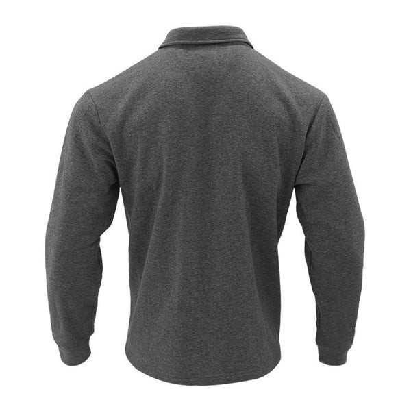 Camisa cómoda de felpa para hombre, color liso, corte holgado, cuello con solapa y manga larga.