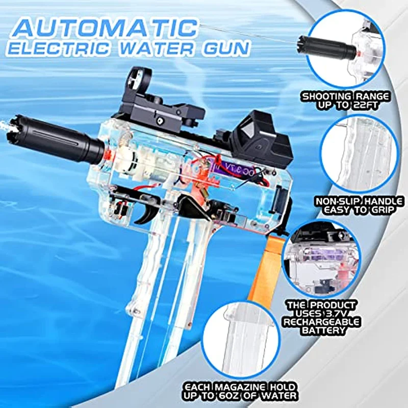 Pistola de agua eléctrica UZI, el mejor juguete para piscina