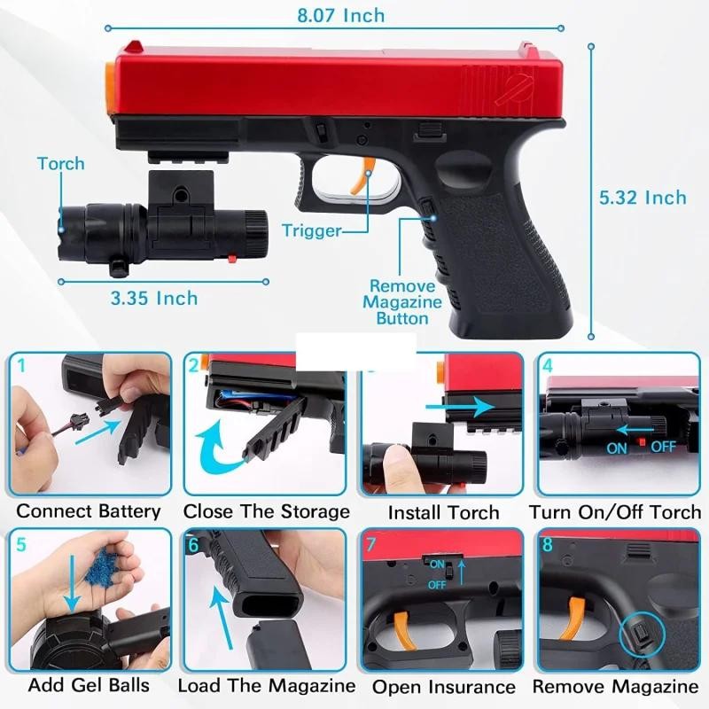 Pistola de bolas de gel de juguete Glock 17 con tambor