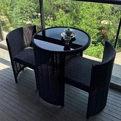 Juego de 3 sillas y mesa para patio al aire libre