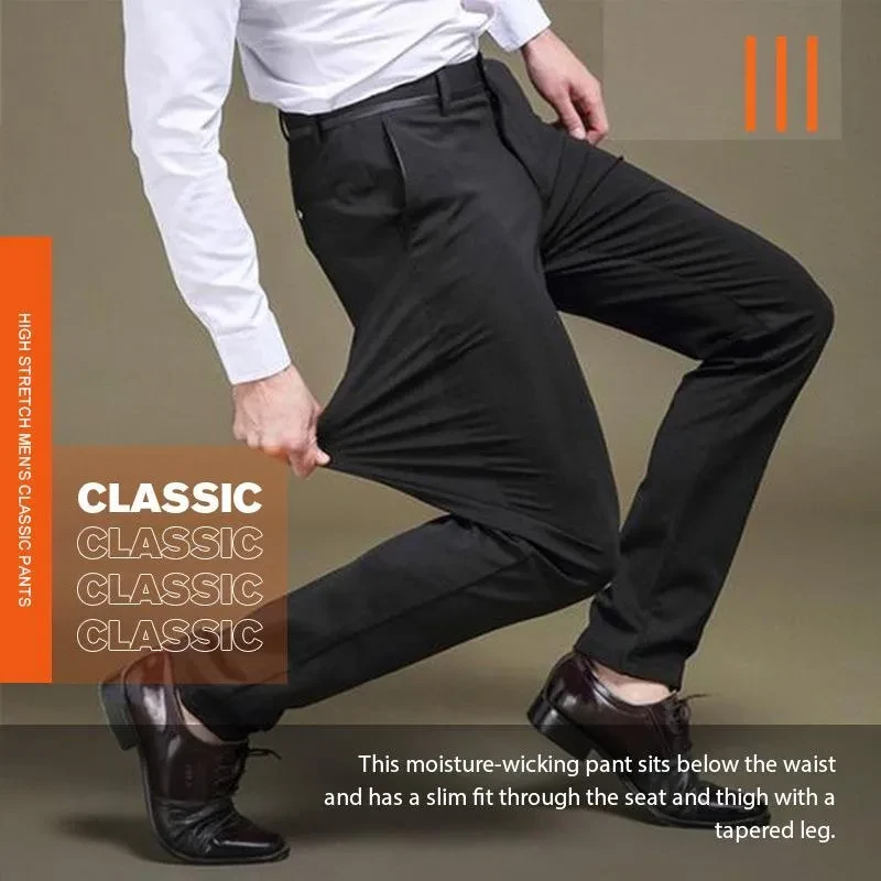 Pantalones clásicos de alta elasticidad para hombre