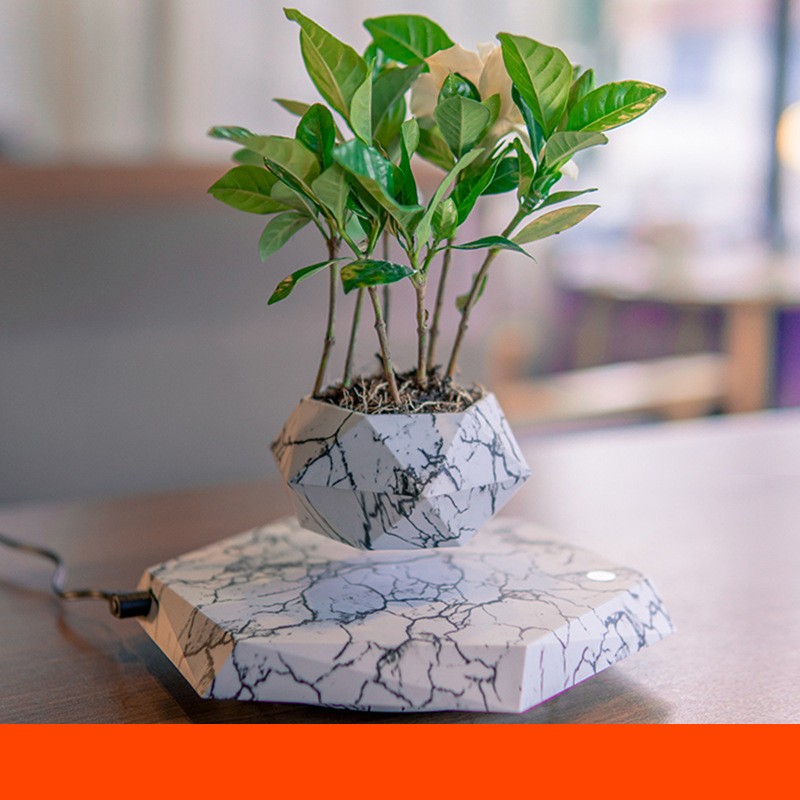 Maceta levitante magnética para plantas de aire, elegante maceta flotante giratoria negra, ideal como regalo para decoración del hogar.