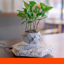 Maceta levitante magnética para plantas de aire, elegante maceta flotante giratoria negra, ideal como regalo para decoración del hogar.