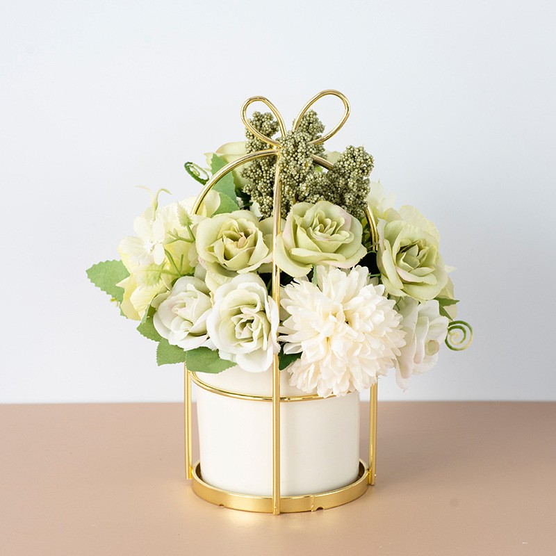 Flores artificiales en maceta, pequeñas y frescas, flores falsas de imitación, adornos decorativos para sala de estar.