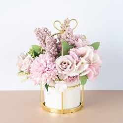 Flores artificiales en maceta, pequeñas y frescas, flores falsas de imitación, adornos decorativos para sala de estar.